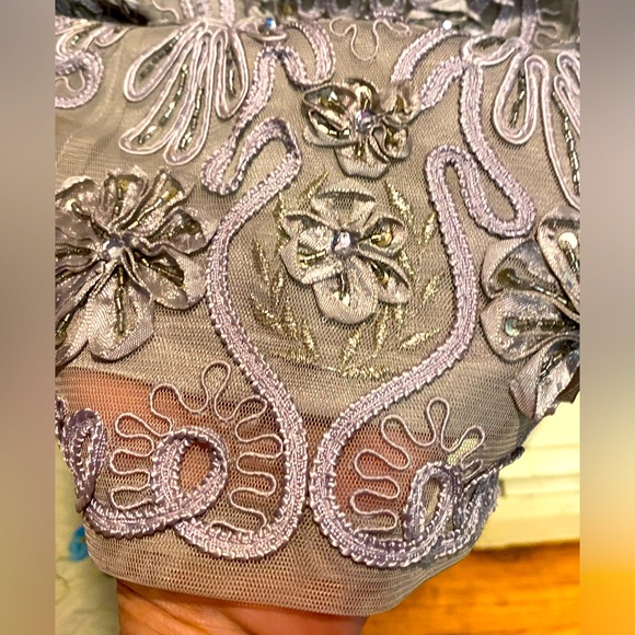 FINAL PRICE DROP Sue Wong Nocturne beaded lace cocktail dress,silver/lavender, - Picture 11 of 16